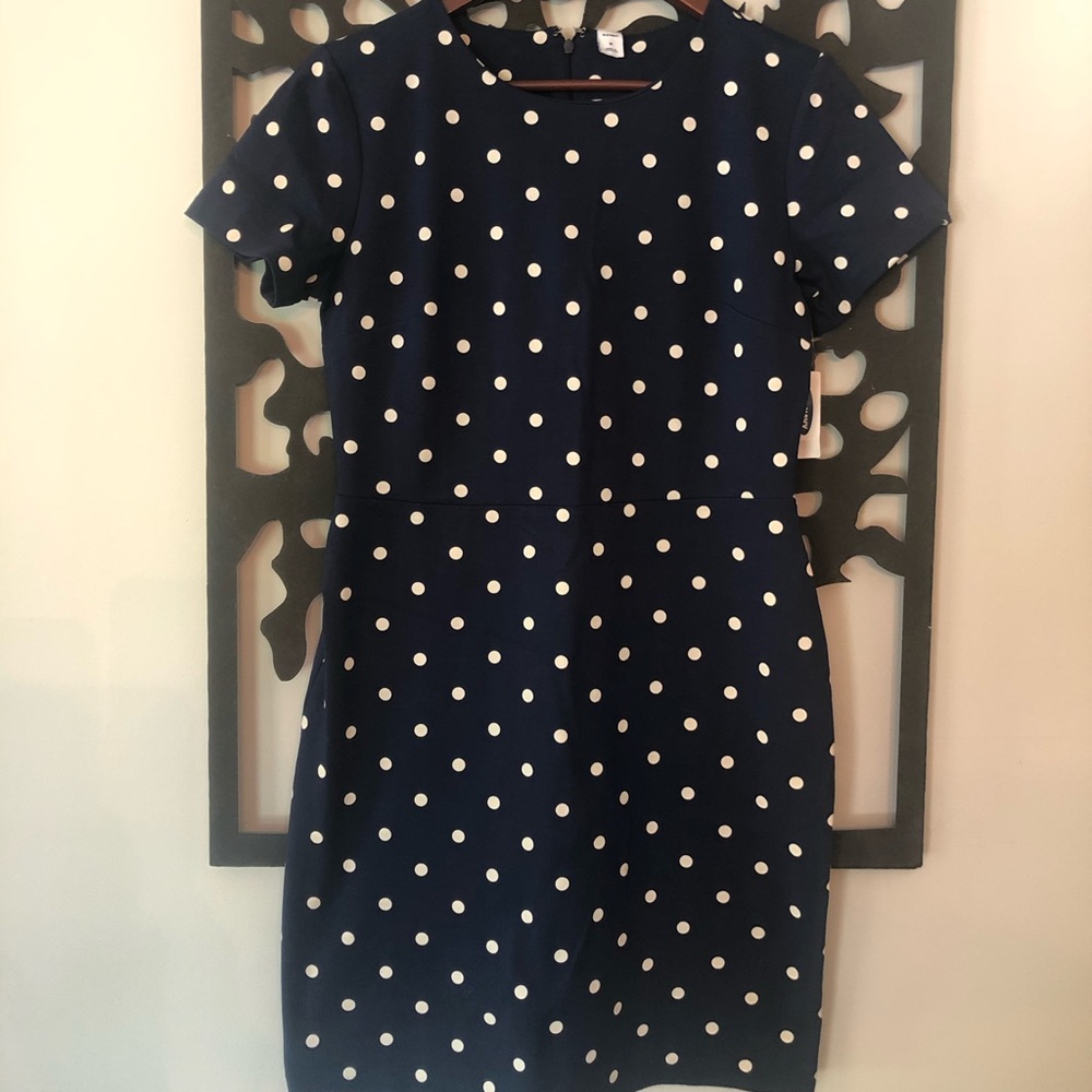 Old Navy, Navy & White Polka Dot Dress, Medium